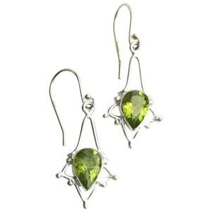 Sterling silver Peridot dangle drop earrings